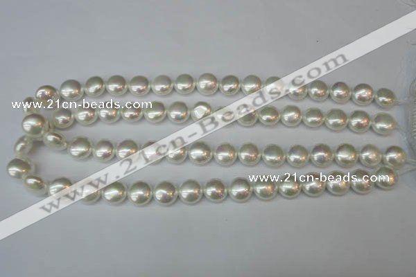 CSB940 15.5 inches 12mm flat round shell pearl beads wholesale