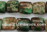 CSE115 15.5 inches 16*16mm square dyed natural sea sediment jasper beads