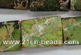 CSE142 18*25mm twisted rectangle dyed natural sea sediment jasper beads