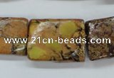 CSE148 18*25mm twisted rectangle dyed natural sea sediment jasper beads