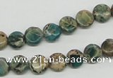 CSE5007 15.5 inches 8mm flat round natural sea sediment jasper beads