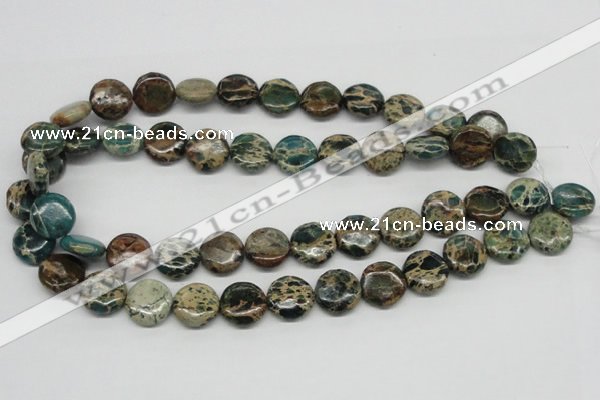 CSE5009 15.5 inches 16mm flat round natural sea sediment jasper beads