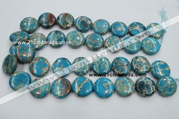 CSE65 15.5 inches 25mm flat round dyed natural sea sediment jasper beads