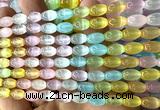 CSE754 15 inches 6*9mm rice rainbow selenite beads wholesale