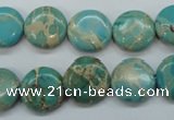 CSE84 15.5 inches 14mm flat round dyed natural sea sediment jasper beads