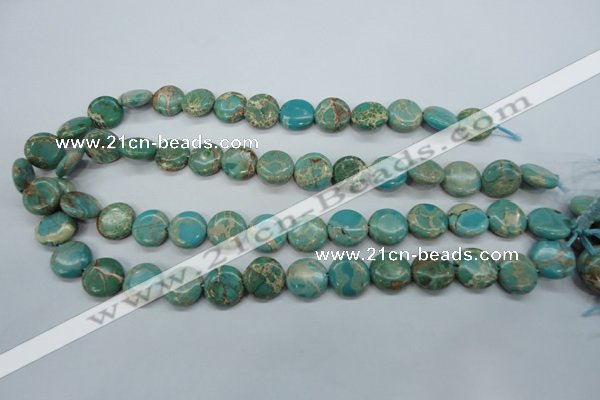 CSE84 15.5 inches 14mm flat round dyed natural sea sediment jasper beads