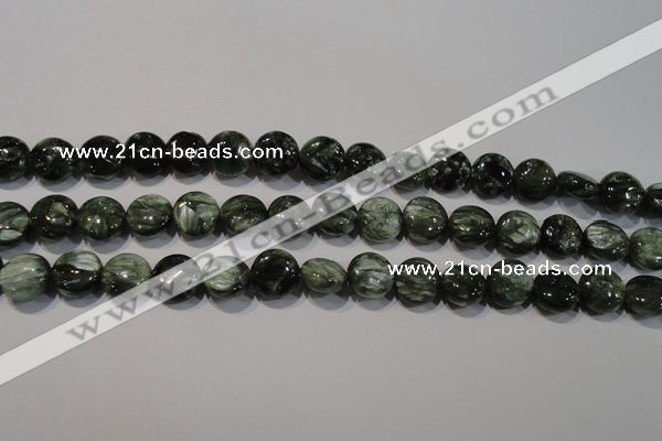 CSH120 15.5 inches 8mm flat round natural seraphinite gemstone beads