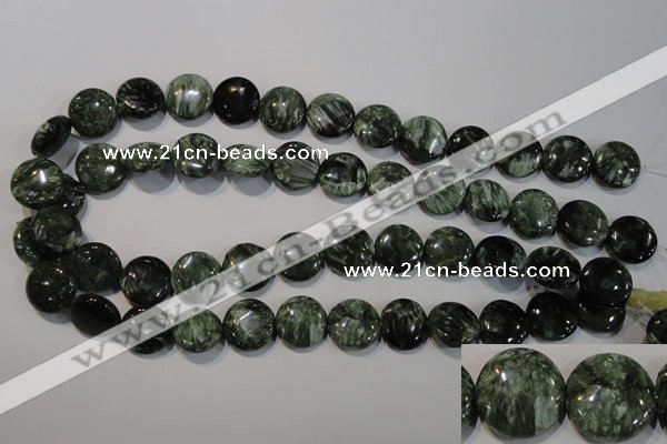 CSH124 15.5 inches 16mm flat round natural seraphinite gemstone beads