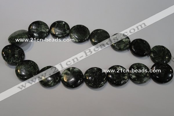 CSH127 15.5 inches 25mm flat round natural seraphinite gemstone beads