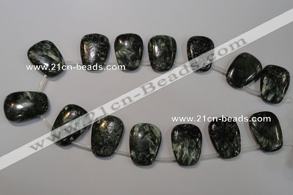 CSH145 Top-drilled 22*30mm trapezoid natural seraphinite gemstone beads