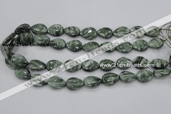 CSH51 15*20mm flat teardrop natural seraphinite gemstone beads