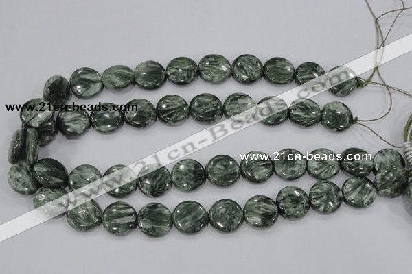 CSH53 15 inches 16mm flat round natural seraphinite gemstone beads