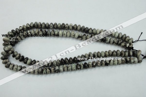 CSI05 15.5 inches 5*10mm rondelle silver scale stone beads wholesale