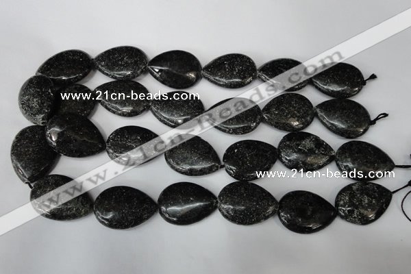 CSI107 15.5 inches 22*30mm flat teardrop silver scale stone beads