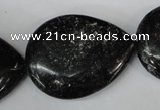 CSI109 15.5 inches 30*40mm flat teardrop silver scale stone beads