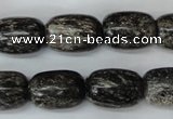 CSI22 15.5 inches 13*18mm drum silver scale stone beads wholesale