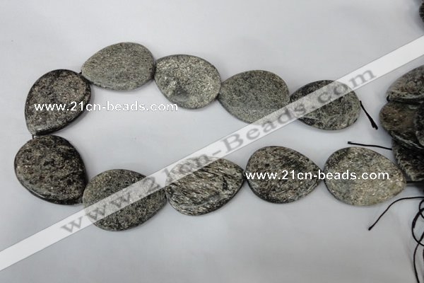 CSI40 15.5 inches 30*40mm flat teardrop silver scale stone beads wholesale