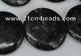 CSI89 15.5 inches 30mm flat round silver scale stone beads wholesale