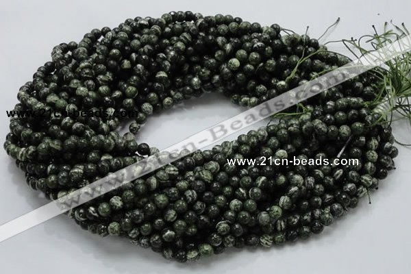 CSJ02 15.5 inches 6mm round green silver line jasper beads wholesale