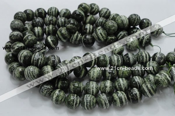 CSJ07 15.5 inches 16mm round green silver line jasper beads wholesale