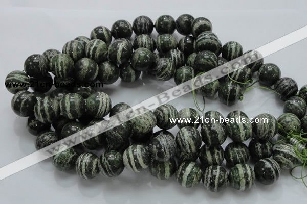 CSJ08 15.5 inches 18mm round green silver line jasper beads wholesale