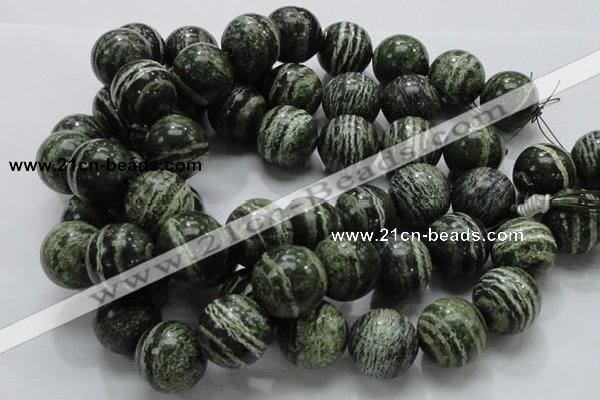 CSJ10 15.5 inches 22mm round green silver line jasper beads wholesale