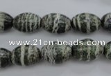 CSJ100 15.5 inches 10*14mm rice green silver line jasper beads