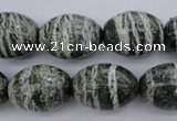 CSJ103 15.5 inches 15*20mm rice green silver line jasper beads