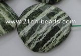 CSJ128 15.5 inches 30*38mm faceted freeform green silver line jasper beads