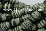 CSJ14 15.5 inches 8*12mm egg-shaped green silver line jasper beads