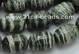 CSJ16 15.5 inches 13*18mm egg-shaped green silver line jasper beads