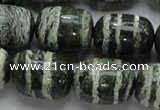 CSJ17 15.5 inches 15*20mm egg-shaped green silver line jasper beads