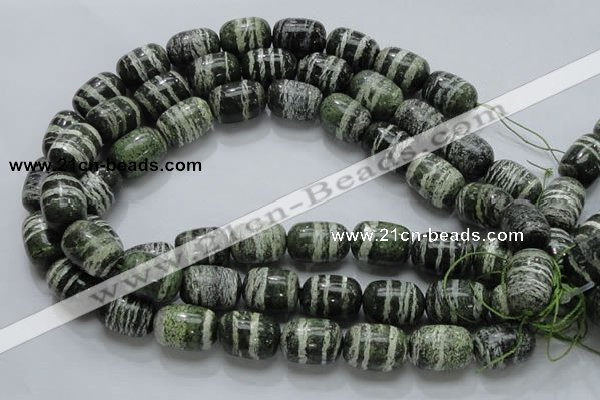 CSJ17 15.5 inches 15*20mm egg-shaped green silver line jasper beads