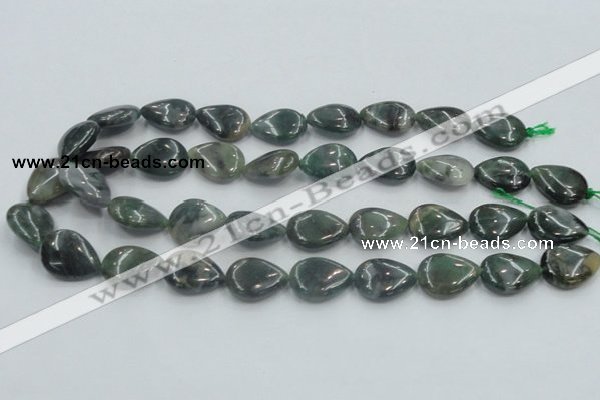 CSJ203 15.5 inches 15*20mm flat teardrop serpentine jade gemstone beads