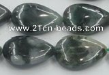 CSJ204 15.5 inches 18*25mm flat teardrop serpentine jade gemstone beads