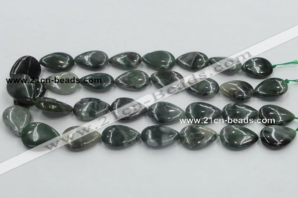 CSJ204 15.5 inches 18*25mm flat teardrop serpentine jade gemstone beads