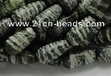 CSJ21 15.5 inches 8*16mm teardrop green silver line jasper beads