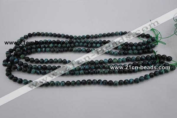 CSJ210 15.5 inches 6mm round dyed green silver line jasper beads