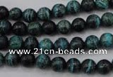 CSJ211 15.5 inches 8mm round dyed green silver line jasper beads