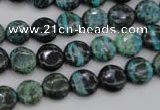 CSJ214 15.5 inches 10mm flat round dyed green silver line jasper beads