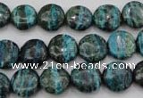 CSJ215 15.5 inches 12mm flat round dyed green silver line jasper beads