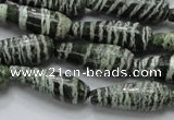 CSJ22 15.5 inches 10*30mm teardrop green silver line jasper beads