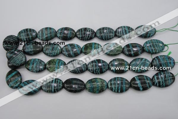 CSJ228 15.5 inches 18*25mm oval dyed green silver line jasper beads