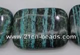 CSJ248 15.5 inches 30*40mm rectangle dyed green silver line jasper beads