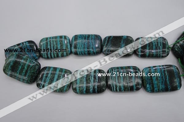 CSJ248 15.5 inches 30*40mm rectangle dyed green silver line jasper beads