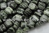 CSJ25 15.5 inches 8*8mm square green silver line jasper beads