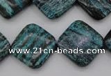 CSJ255 15.5 inches 20*20mm diamond dyed green silver line jasper beads