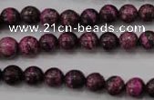 CSJ262 15.5 inches 8mm round dyed green silver line jasper beads