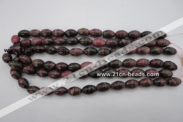 CSJ271 15.5 inches 10*14mm rice dyed green silver line jasper beads