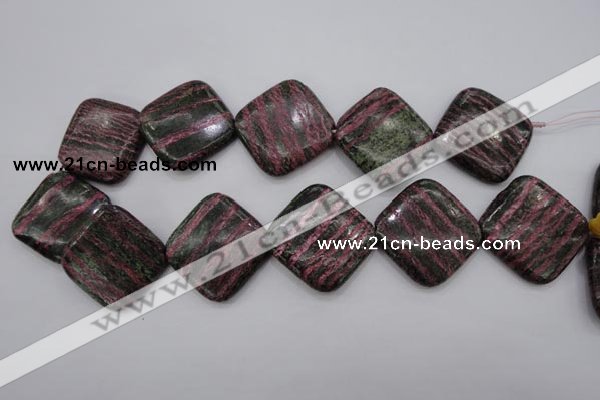 CSJ280 15.5 inches 30*30mm diamond dyed green silver line jasper beads